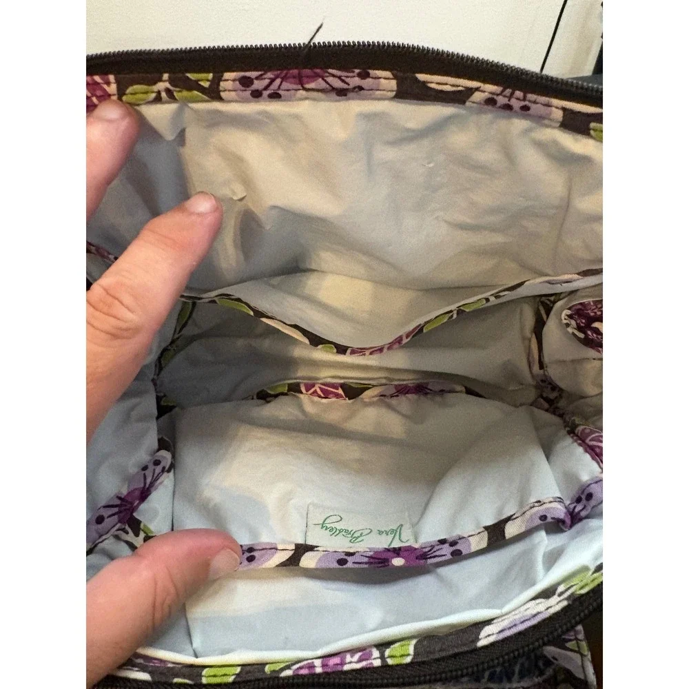 Vera Bradley Plum Petals Quilted Floral Handbag Purple Green Satchel Bag